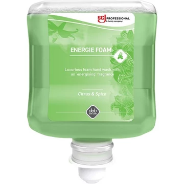 SCJP Energie Foam habszappan illóolajokat tartalmazó energizáló illattal - citrus és fűszer kombináció, zöld, Proline manuális adagolóhoz, 1L patron