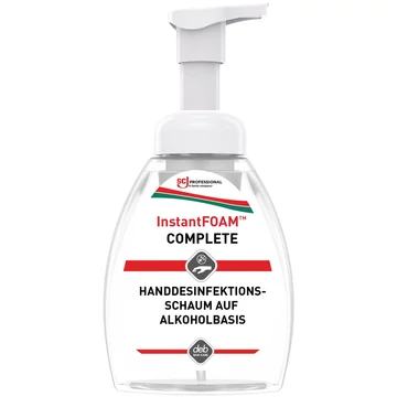 SCJP InstantFOAM COMPLETE alkoholos kézfertőtlenítő hab, széles hatásspektrum, illat- és színezékmentes, hipoallergén, 250ml asztali pumpás flakon