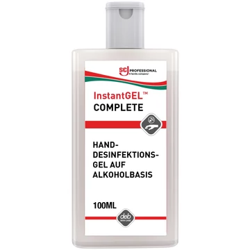 SCJP InstantGEL COMPLETE alkoholos kézfertőtlenítő gél, széles hatásspektrum, illat- és színezékmentes, hipoallergén, 100ml flip kupakos flakon