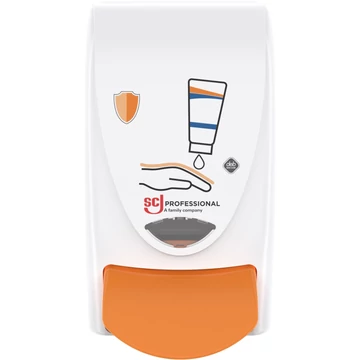 SCJP Proline Protect Hands munkavégzést megelőző kézvédő krém adagoló Stokoderm és Travabon patronokhoz, manuális, 1L, ABS műanyag, fehér/narancssárga