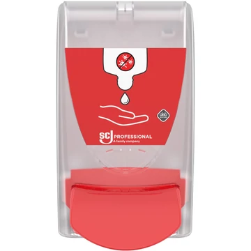 SCJP Proline Sanitize kézfertőtlenítő adagoló InstantFOAM COMPLETE és InstantGEL kézfertőtlenítő patronhoz, manuális, 1L, színtelen/piros