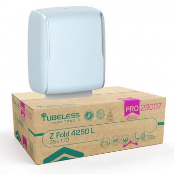 Tubeless Z hajtogatott kéztörlő adagoló 1 db + 2 karton TUB22007 kéztörlő akciós csomag