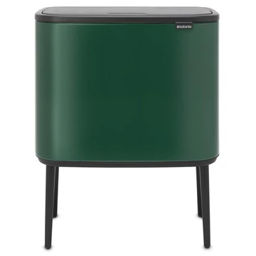 Brabantia Bo Touch Bin nyomófedeles szelektív hulladékgyűjtő, magasított, lábakon álló, műanyag tartály, 11+23L - X+J méret, acél, fenyőzöld - 304187
