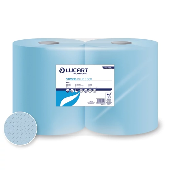 Lucart Strong Blue 3.500 ipari törlőkendő, 3 rétegű, 500 lap, 2 tekercs/zsugor