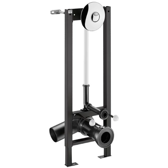 DELABIE TEMPOFIX 3 WC szerelőkeret direkt öblítésű szeleppel, 3L/6L kerek fényes nyomógomb, fali, 30-60 mm előtétfalhoz