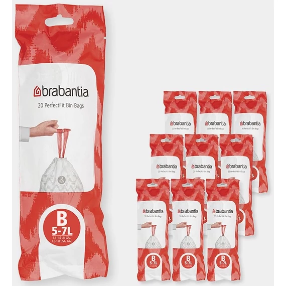 Brabantia PerfectFit szemeteszsák, B méret, 5-7L, Multipack 200 zsák, 10 tekercs, 20 zsák/tekercs