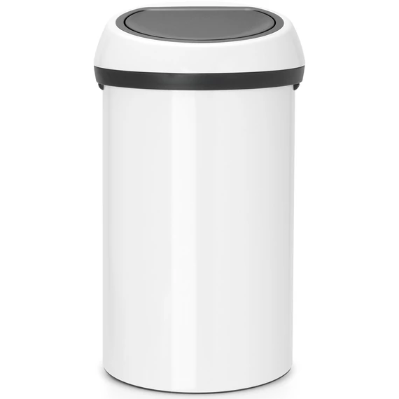 Brabantia Touch Bin nyomófedeles hulladékgyűjtő XXL, 60L - H méret, fehér acél test, fehér fedő - 108686