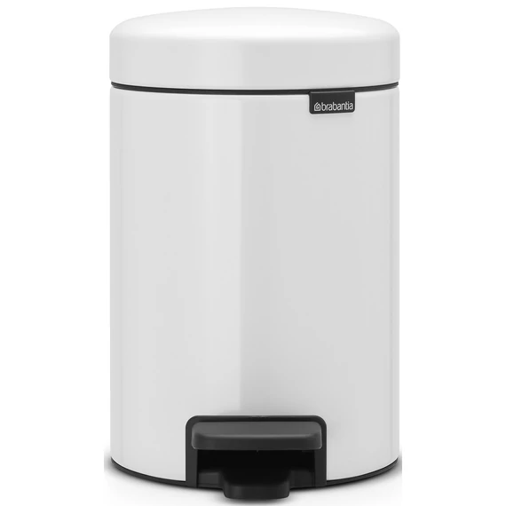 Brabantia NewIcon pedálos hulladékgyűjtő szagmentesen záródó Soft-Close fedél, műanyag tartály, 3L - V méret, acél, fehér - 112126