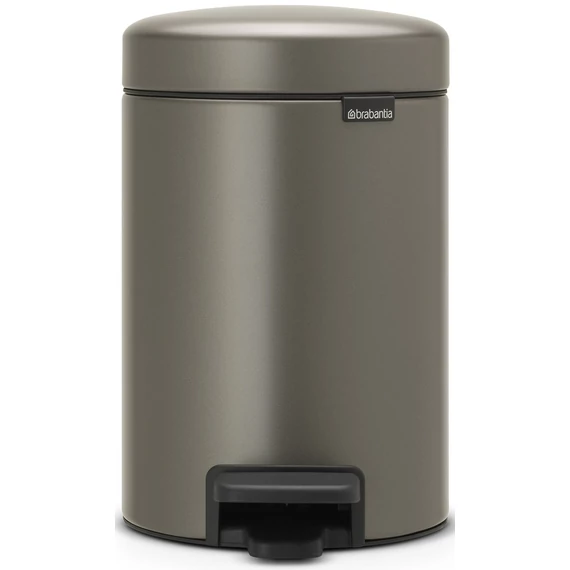 Brabantia NewIcon pedálos hulladékgyűjtő szagmentesen záródó Soft-Close fedél, műanyag tartály, 3L - V méret, acél, platinaszürke - 113246