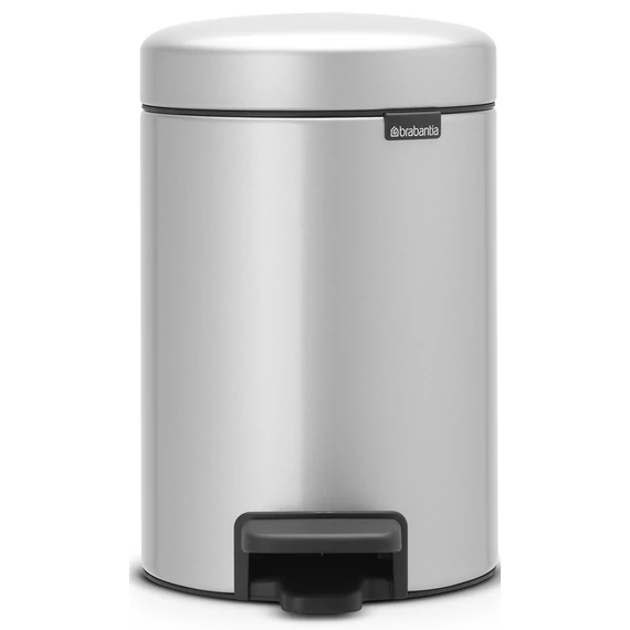 Brabantia NewIcon pedálos hulladékgyűjtő szagmentesen záródó Soft-Close fedél, műanyag tartály, 3L - V méret, acél, metál szürke - 113260