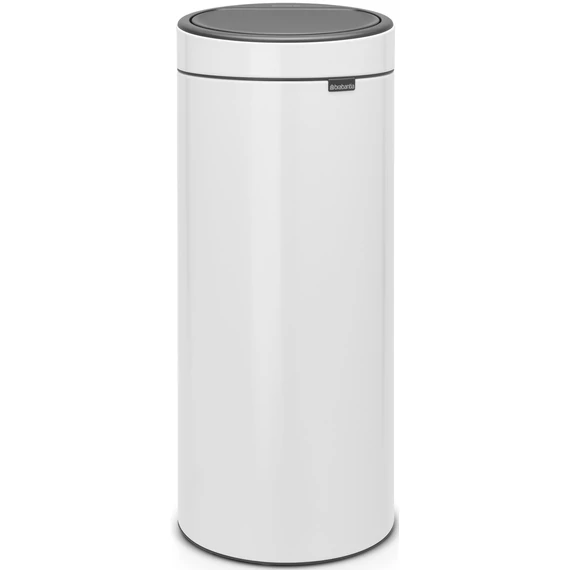 Brabantia Touch Bin New Soft-Touch nyomófedeles hulladékgyűjtő belső tartállyal, kerek, 30L - G méret, acél, fehér - 115141