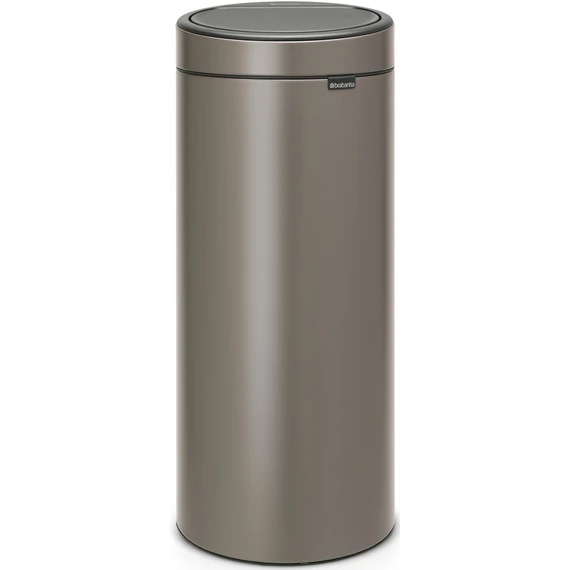Brabantia Touch Bin New Soft-Touch nyomófedeles hulladékgyűjtő belső tartállyal, kerek, 30L - G méret, acél, platinaszürke - 115363
