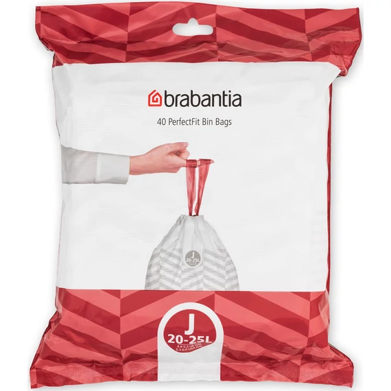 Brabantia PerfectFit szemeteszsák, J méret, 20-25L, visszazárható adagoló csomag, 40 zsák/csomag