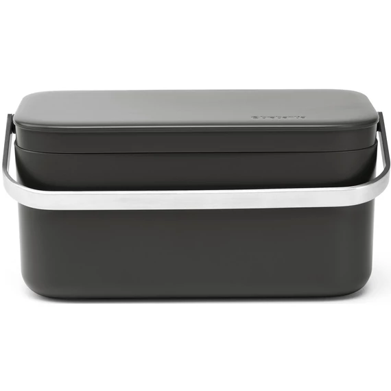 Brabantia Food Waste Caddy élelmiszerhulladék-gyűjtő 1800ml, ABS műanyag, r.m. acél fogantyú, sötétszürke - 117541