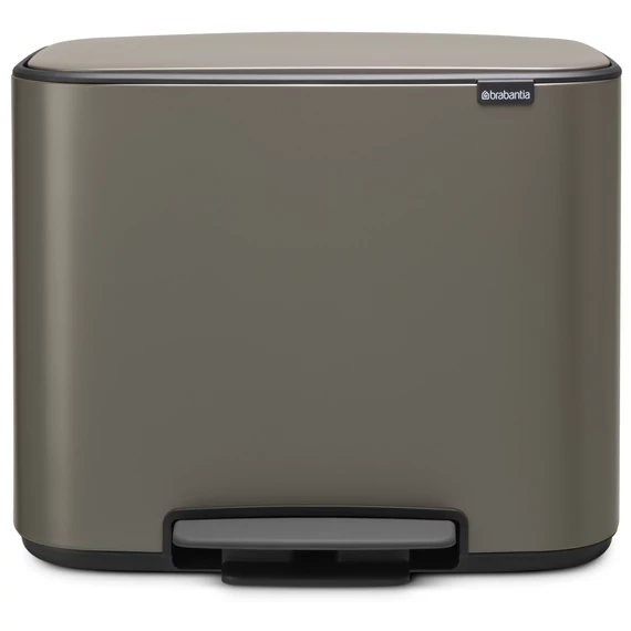 Brabantia Bo Pedal Bin pedálos szelektív hulladékgyűjtő szagmentesen záródó Soft-Close fedél, műanyag tartály, 3x11L - X méret, acél, platinaszürke - 121067