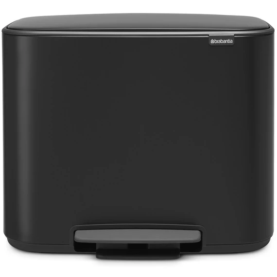 Brabantia Bo Pedal Bin pedálos szelektív hulladékgyűjtő szagmentesen záródó Soft-Close fedél, műanyag tartály, 11+23L - X+J méret, acél, matt fekete - 121227
