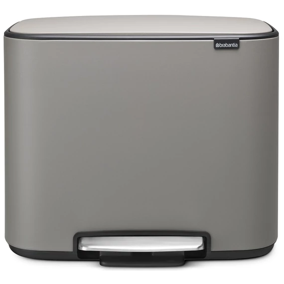Brabantia Bo Pedal Bin pedálos szelektív hulladékgyűjtő szagmentesen záródó Soft-Close fedél, műanyag tartály, 11+23L - X+J méret, acél, betonszürke ásványi textúra - 121562