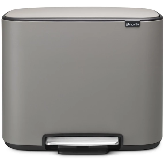 Brabantia Bo Pedal Bin pedálos hulladékgyűjtő szagmentesen záródó Soft-Close fedél, műanyag tartály, 36L - R méret, acél, betonszürke ásványi textúra - 121647