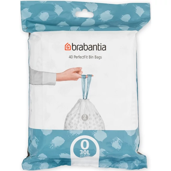 Brabantia PerfectFit szemeteszsák, O méret, 30L, visszazárható adagoló csomag, 40 zsák/csomag