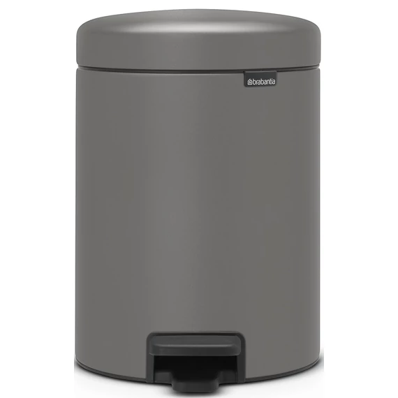 Brabantia NewIcon pedálos hulladékgyűjtő szagmentesen záródó Soft-Close fedél, műanyag tartály, 5L - W méret, acél, betonszürke ásványi textúra - 126284