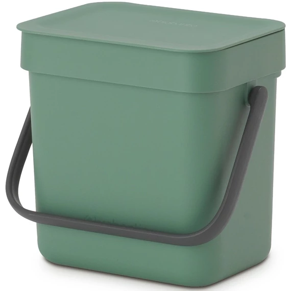 Brabantia Sort - Go konyhai szemetes felnyitható fedéllel, fogantyúval szelektív és komposzt gyűjtéséhez, 3L - A méret, platina zöld - 129865
