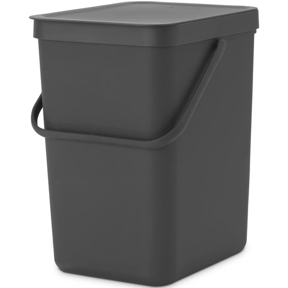 Brabantia Sort - Go konyhai szemetes felnyitható fedéllel, fogantyúval szelektív és komposzt gyűjtéséhez, 25L - J méret, sötétszürke - 129940