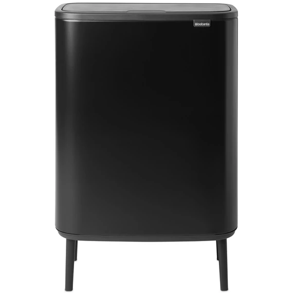 Brabantia Bo Touch Bin Hi hulladékgyűjtő Soft-Close fedéllel, magasított, lábakon álló, műanyag tartály, XXL, 60L - M méret, acél, matt fekete - 130229