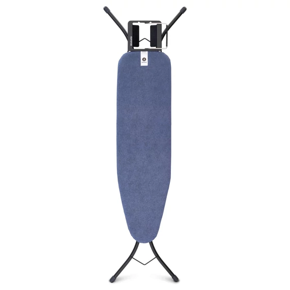 Brabantia Steam Iron Rest vasalódeszka 1100x300mm - A méret, kinyitható vasalótámasz, D=22mm fekete váz, farmerkék huzat - 134203