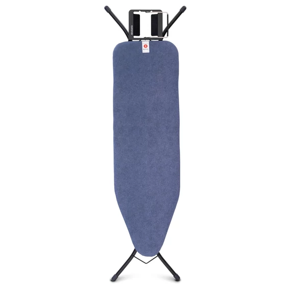 Brabantia Steam Iron Rest vasalódeszka 1240x380mm - B méret, kinyitható vasalótámasz, D=22mm fekete váz, farmerkék huzat - 134265