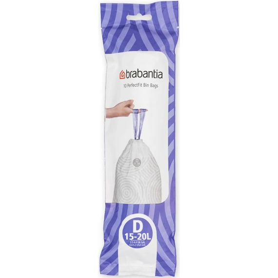 Brabantia PerfectFit szemeteszsák, D méret, 15-20L, 10 zsák/tekercs