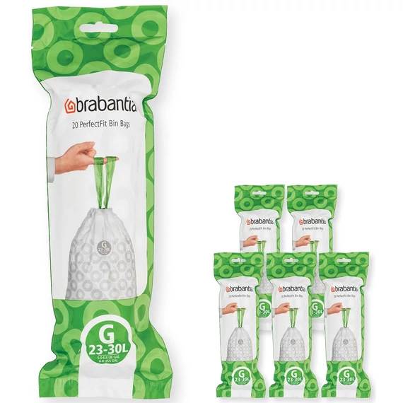 Brabantia PerfectFit szemeteszsák, G méret, 23-30L, Multipack 120 zsák, 6 tekercs, 20 zsák/tekercs