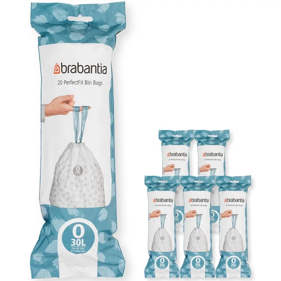 Brabantia PerfectFit szemeteszsák, O méret, 30L, Multipack 120 zsák, 6 tekercs, 20 zsák/tekercs