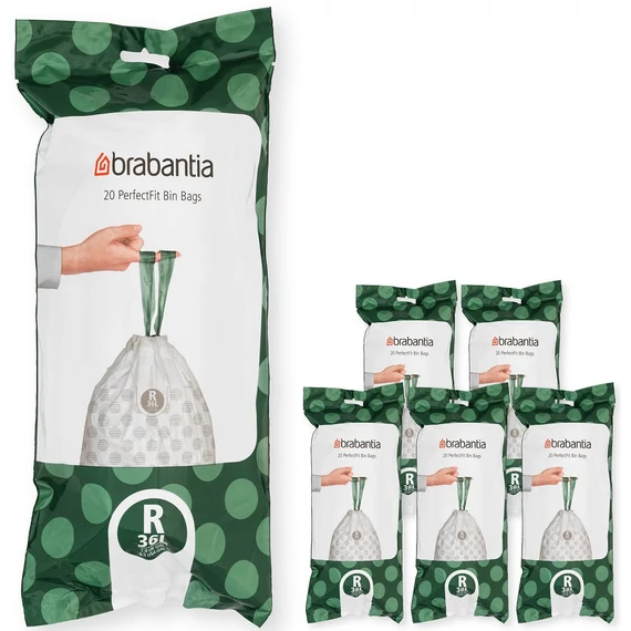 Brabantia PerfectFit szemeteszsák, R méret, 36L, Multipack 120 zsák, 6 tekercs, 20 zsák/tekercs