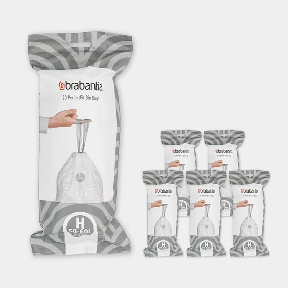 Brabantia PerfectFit szemeteszsák, H méret, 50-60L, Multipack 120 zsák, 6 tekercs, 20 zsák/tekercs