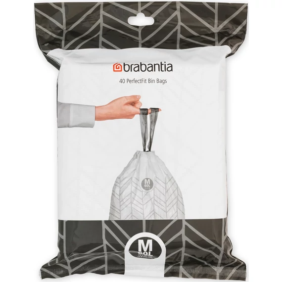 Brabantia PerfectFit szemeteszsák, M méret, 60L, visszazárható adagoló csomag, 40 zsák/csomag