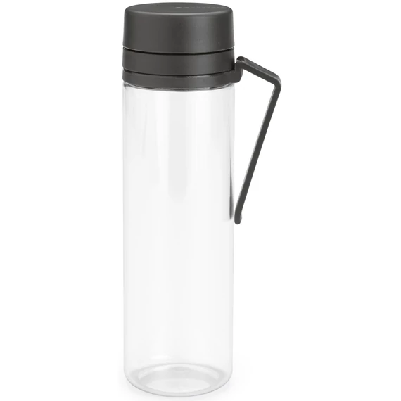 Brabantia Make - Take Water Bottle with Strainer vizespalack 500 ml, szűrőbetéttel gyümölcsök számára, fogantyúval, szivárgásmentes, műanyag, átlátszó/sötétszürke - 148842