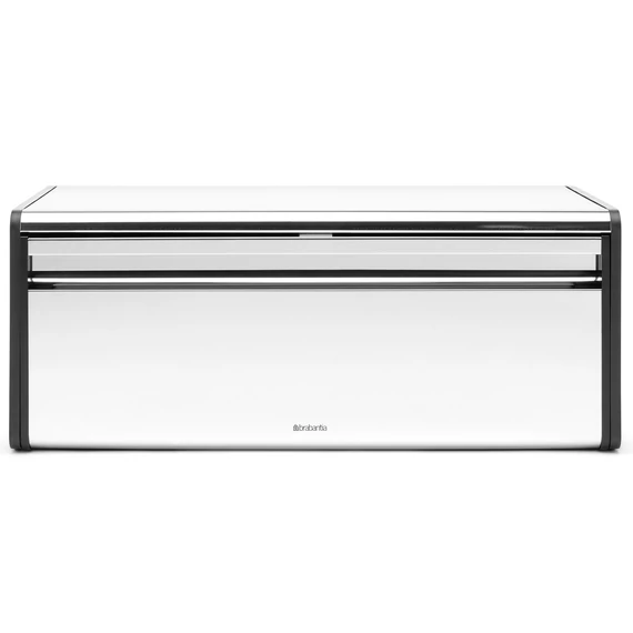 Brabantia Fall Front kenyértartó lehajtható ajtóval, mágneses zárral, sík tetővel, szögletes, 465mm széles, r.m. acél, fényes - 163463