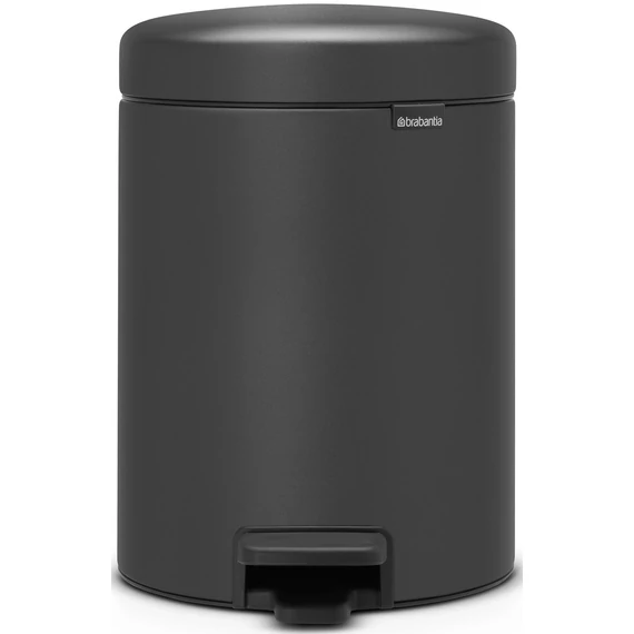 Brabantia NewIcon pedálos hulladékgyűjtő szagmentesen záródó Soft-Close fedél, műanyag tartály, 5L - W méret, acél, határtalan szürke ásványi textúra - 200489