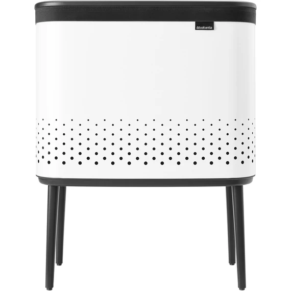Brabantia Bo Laundry Bin lábakon álló szennyestartó szellőző nyílásokkal, tépőzáras, mosható szennyesgyűjtő zsák, Bo forma, nagy méret 60L, acél, fehér - 200502