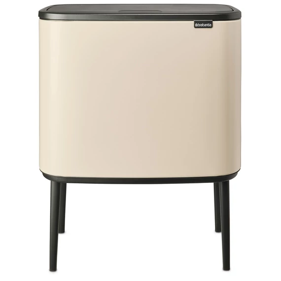 Brabantia Bo Touch Bin nyomófedeles szelektív hulladékgyűjtő, magasított, lábakon álló, műanyag tartály, 3x11L - X méret, acél, világos bézs - 201608