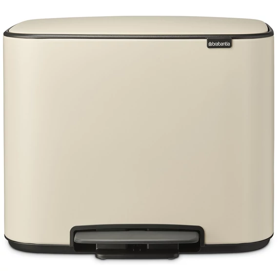 Brabantia Bo Pedal Bin pedálos szelektív hulladékgyűjtő szagmentesen záródó Soft-Close fedél, műanyag tartály, 11+23L - X+J méret, acél, világos bézs - 202247