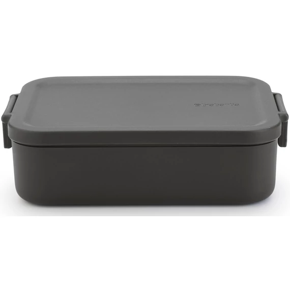 Brabantia Make - Take Lunch Box közepes méretű ételhordozó doboz, 1100 ml, szivárgás- és légmentes záródás, bepattintós (clip-on) zárómechanizmus, BPA mentes műanyag, sötétszürke - 202520