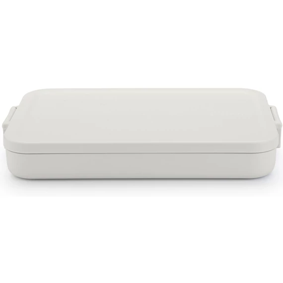 Brabantia Make - Take Flat Lunch Box lapos ételhordozó doboz, 1100 ml, szivárgás- és légmentes záródás, bepattintós (clip-on) zárómechanizmus, BPA mentes műanyag, világosszürke - 202841