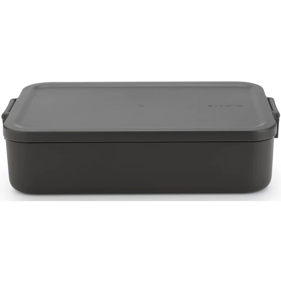 Brabantia Make - Take Lunch Box nagy méretű ételhordozó doboz, 2000 ml, szivárgás- és légmentes záródás, bepattintós (clip-on) zárómechanizmus, BPA mentes műanyag, sötétszürke - 203060