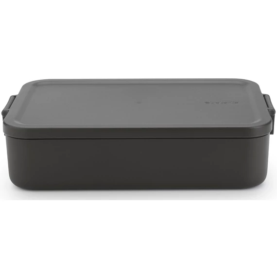 Brabantia Make - Take Lunch Box Bento nagy méretű ételhordozó doboz, 2000 ml, kivehető belső elválasztó rekeszek, szivárgás-/légmentes záródás, bepattintós (clip-on) záródás, BPA mentes műanyag, sötétszürke - 203480