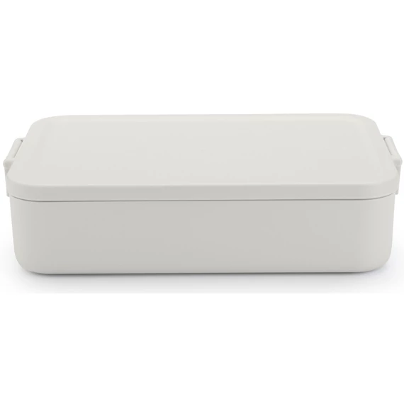 Brabantia Make - Take Lunch Box Bento nagy méretű ételhordozó doboz, 2000 ml, kivehető belső elválasztó rekeszek, szivárgás-/légmentes záródás, bepattintós (clip-on) záródás, BPA mentes műanyag, világosszürke - 203503