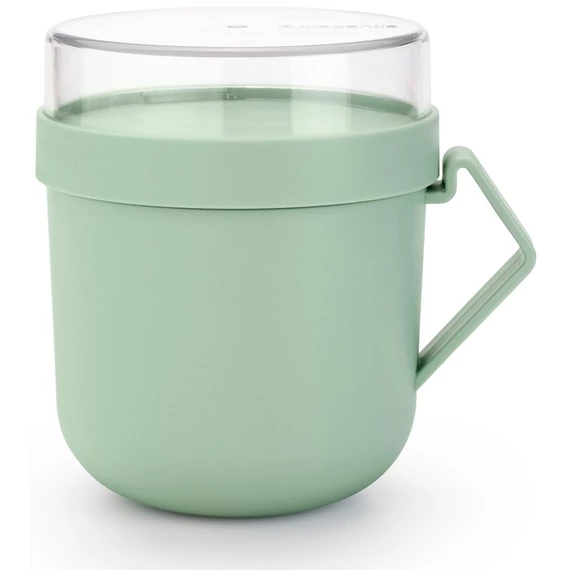 Brabantia Make - Take Soup Mug leveses bögre, 600 ml, hőálló fogantyú, beépített gőzkieresztő szelep, felső tárolórekesz, szivárgás- és légmentes záródás, BPA mentes műanyag, jáde zöld - 203862