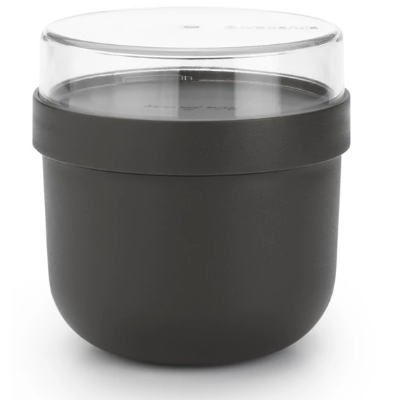 Brabantia Make - Take Breakfast Bowl reggeliző pohár, 500 ml, hő- és fagyálló, felső tárolórekesz (180ml), szivárgás- és légmentes záródás, BPA mentes műanyag, sötétszürke - 204180
