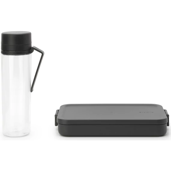 Brabantia Make - Take Break Set 2db-os szett vizespalack (500 ml) és lapos ételhordozó doboz (1100 ml), BPA mentes műanyag, sötétszürke - 206689