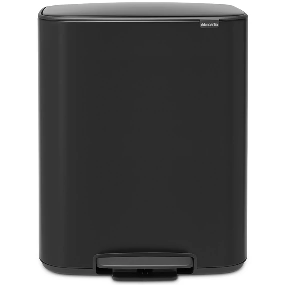 Brabantia Bo Pedal Bin pedálos hulladékgyűjtő szagmentesen záródó Soft-Close fedél, műanyag tartály, 60L - M méret, acél, matt fekete - 211362